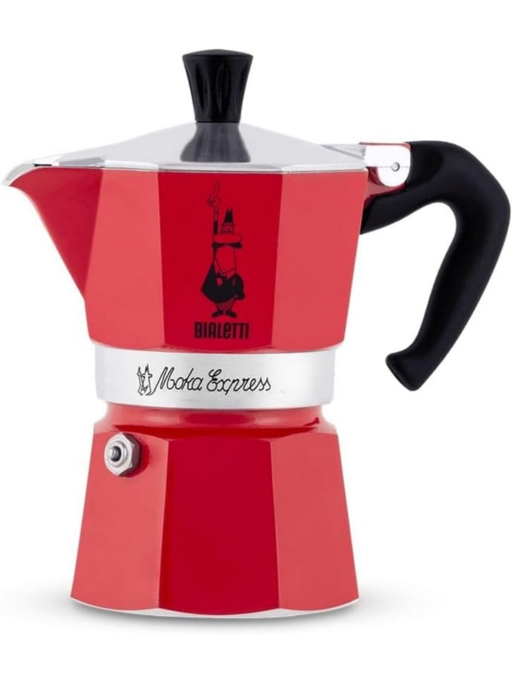 Iconic Stovetop Espresso Maker - Moka Pot for 6 Cups, Real Italian Coffee, Red